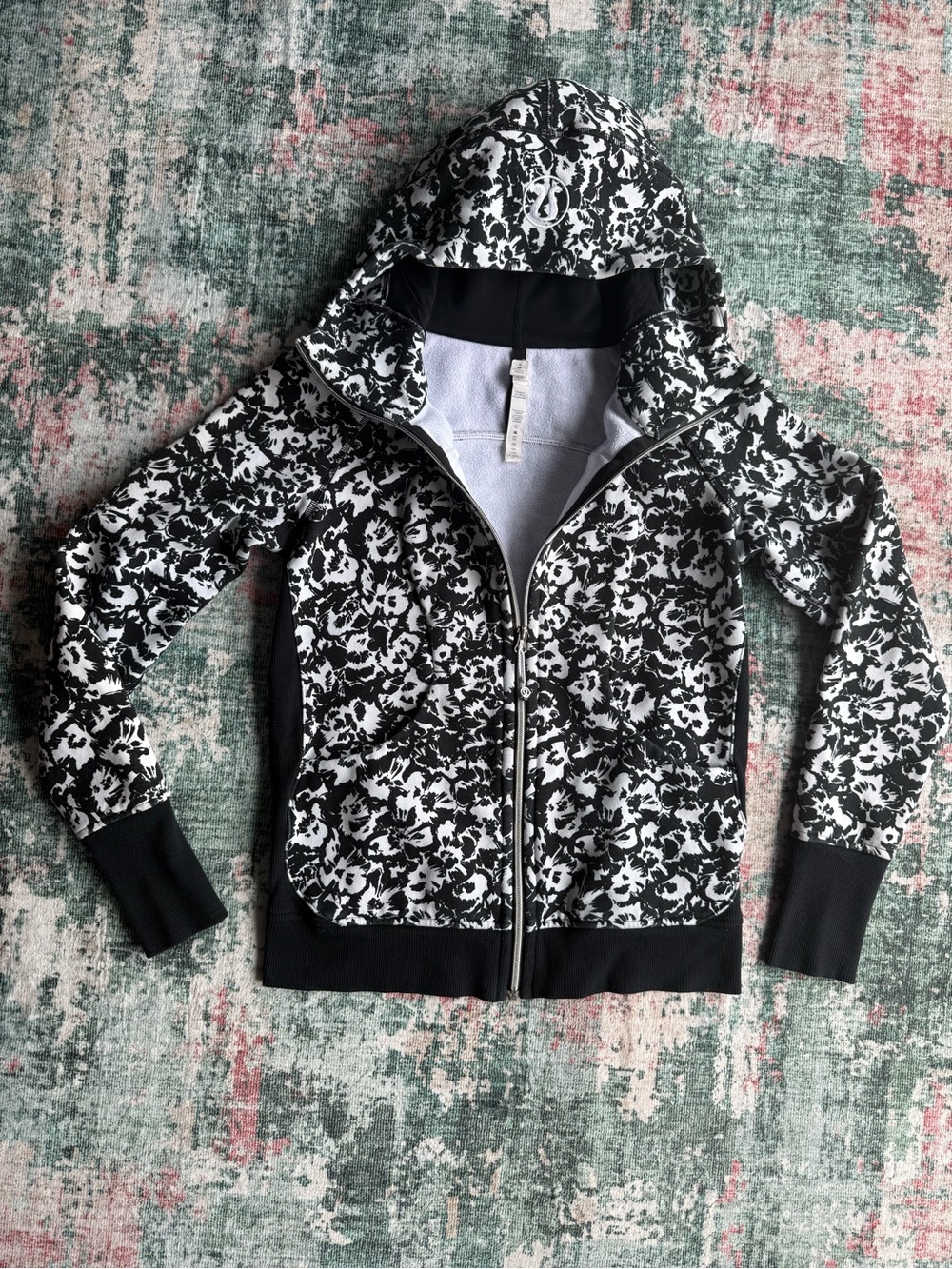 lululemon athletica Black & White Scuba Full Zip Hoodie